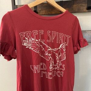 Red Graphic Tee with Eagle Design